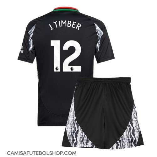 Camisa de time de futebol Arsenal Jurrien Timber #12 Replicas 2º Equipamento Infantil 2024-25 Manga Curta (+ Calças curtas)